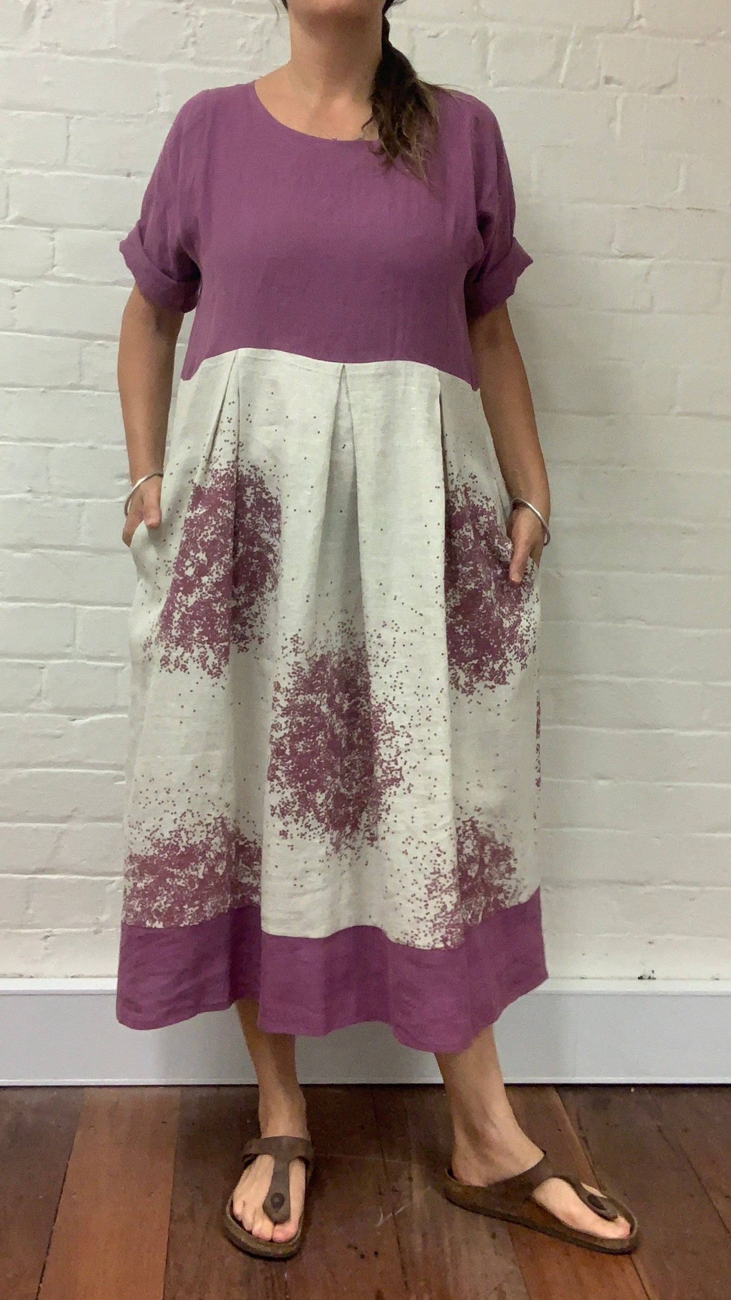 Polka Long Box Dress - purple